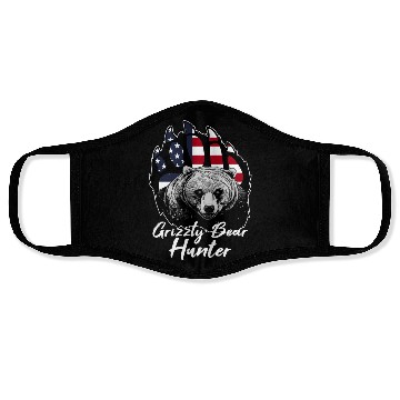 Discover US Flag Grizzly Bear Hunting Patriotic Hunters Face Masks