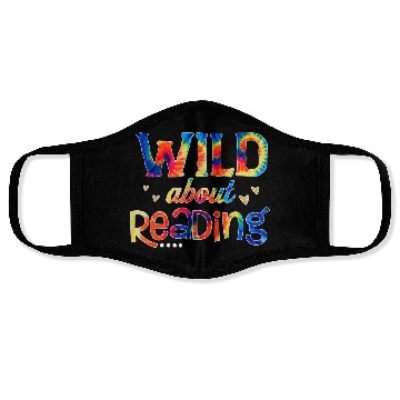 Discover Wild About Reading Tie Dye Reading Books Funny Face Masks