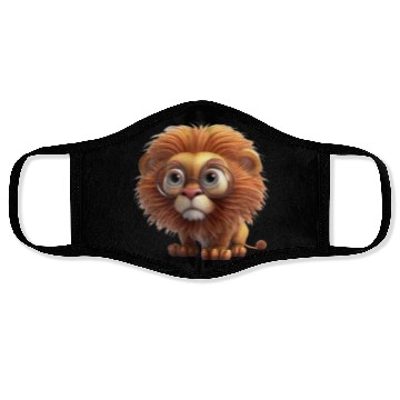 Discover Cute little lion comic character Face Masks