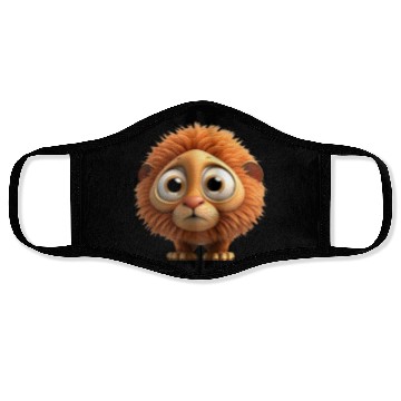 Discover Cute little lion comic character Face Masks