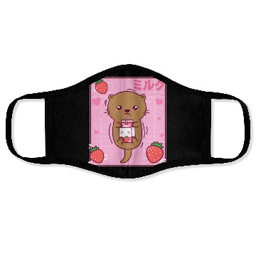 Discover Kawaii Sea Otter Strawberry Milk Shake Otaku Face Masks
