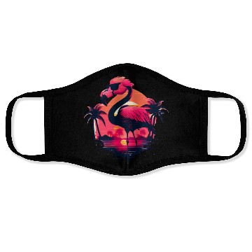 Discover Retro Sunset Pink Flamingo Summer Design Flamingo Face Masks