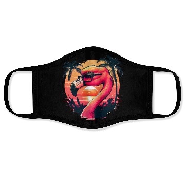 Discover Retro Sunset Pink Flamingo Summer Design Flamingo Face Masks