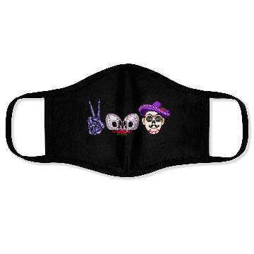 Discover Peace love Día de Muertos sublimation men Face Masks