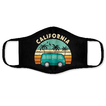 Discover California Hippie van Surf Surfer Sunset Face Masks
