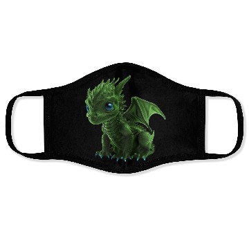 Discover green baby dragon Face Masks