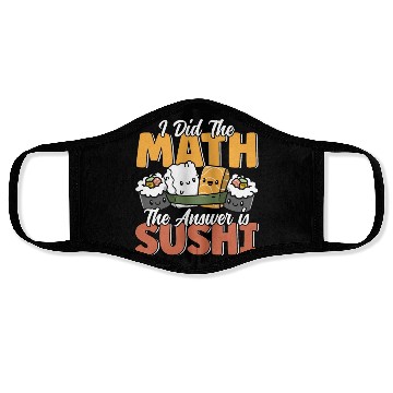 Discover Funny Sushi Math Cute Kawaii Japanese Cuisine Face Masks