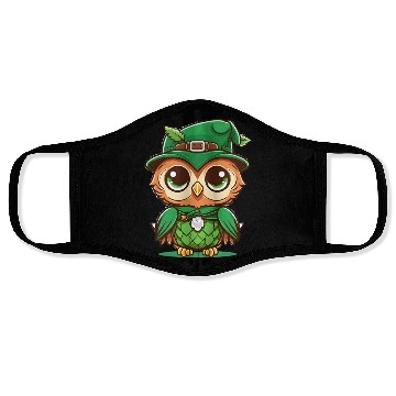 Discover st patricks day owl wearing a hat Face Masks