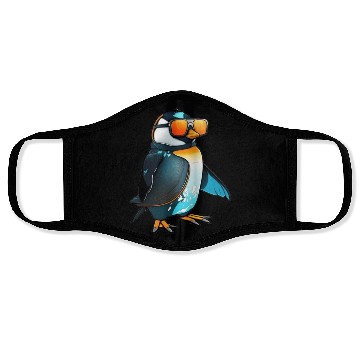 Discover Cool Winter Penguin with sunglasses Face Masks