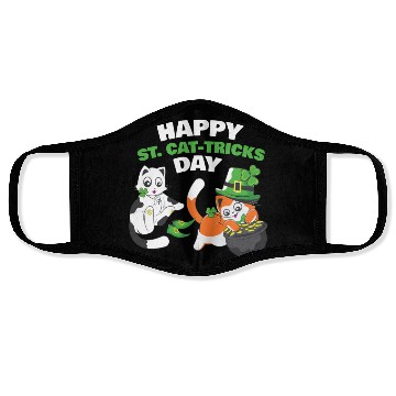 Discover Cat Happy St Catricks Day Ireland Face Masks
