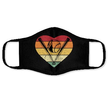 Discover Sunset Retro Vintage Baseball Heart Face Masks