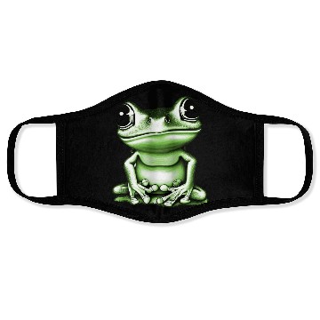 Discover happy tree frog green Face Masks