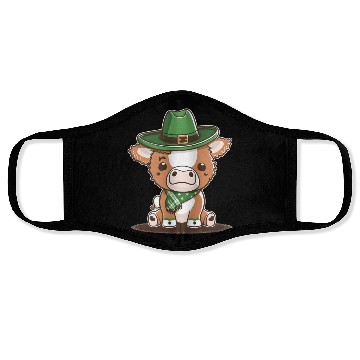 Discover Kawaii cow with scarf St. Patrick's Day Face Masks