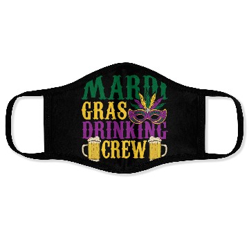 Discover Mardi Gras Drinking Crew Carnival Beads Mask Face Masks