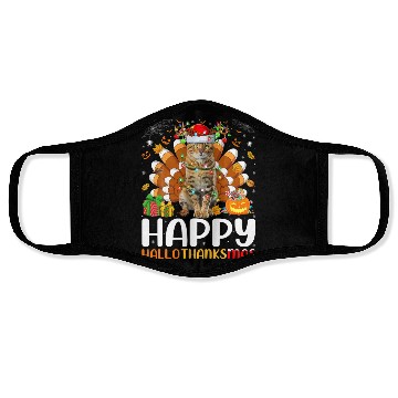 Discover Cat Lover Halloween Christmas Happy Hallothanksmas Face Masks