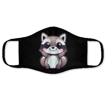 Discover cute chibi raccoon Face Masks