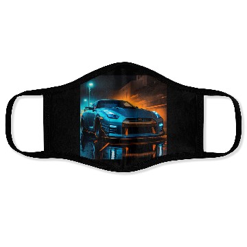 Discover neon blue car design Face Masks