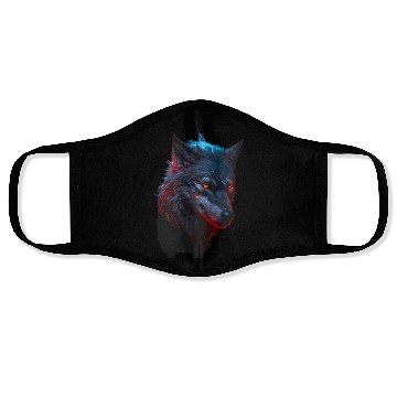 Discover dark ferocious wolf Face Masks