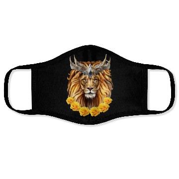 Discover lion with rose Face Masks