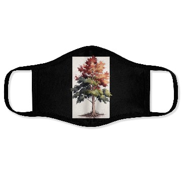 Discover Serene Watercolor Maple Tree Art Face Masks