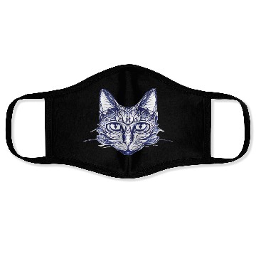 Discover Gothic black and white abstract cat Face Masks