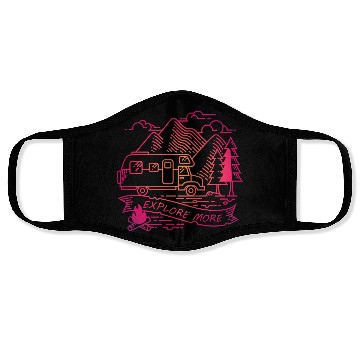 Discover Explore More Pink Camper Van Nature Adventure Face Masks