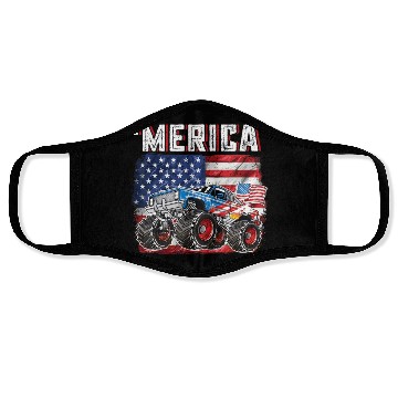 Discover Monster Truck USA Merica Men Boys 4th of July Face Masks
