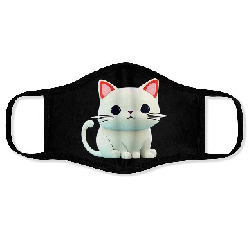 Discover The Feline Fantasy A White Cat Chibi Design Face Masks