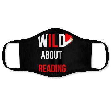 Discover Wild about reading dr teacher red and white stripe Face Masks