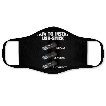 Discover How To Insert USB Stick Funny Programmer Meme Face Masks