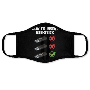Discover How To Insert USB Stick Funny Programmer Meme Face Masks
