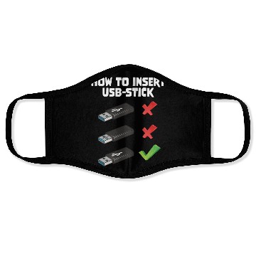Discover How To Insert USB Stick Funny Programmer Meme Face Masks