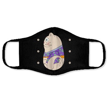 Discover Cute Japanese Cat Side View Open Eyes Face Masks