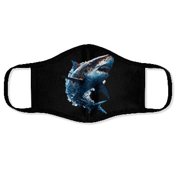 Discover Geometric Shark Head Abstract Polygonal Wild Anima Face Masks