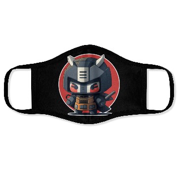 Discover Ninja warrior mech robot kawaii illustration Face Masks