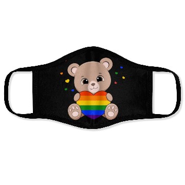 Discover Pride with cute litte lear with heart Face Masks