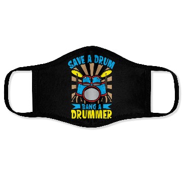 Discover Drummer Drums Music Drum Set Drumming Face Masks