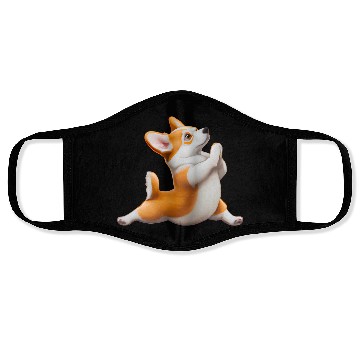 Discover Corgi dog in yoga pose Face Masks
