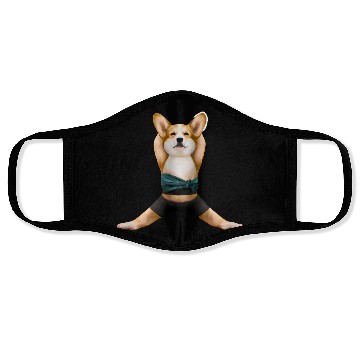 Discover Corgi dog in yoga pose Face Masks