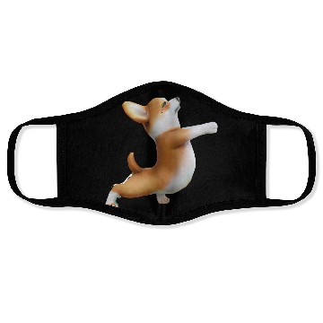 Discover Corgi dog in yoga pose Face Masks