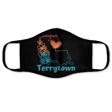 Discover I love my home town Terrytown Louisiana Face Masks
