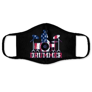 Discover Drum Player Drummer Drum Instrument Drummer US Fla Face Masks