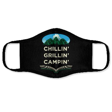 Discover Chillin Grillin Campin Funny Camping Humor Camper Face Masks