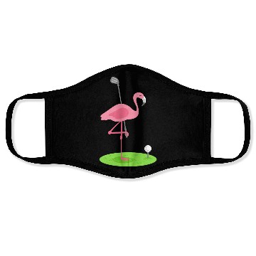 Discover Golf Flamingo Golfing Golfer Face Masks