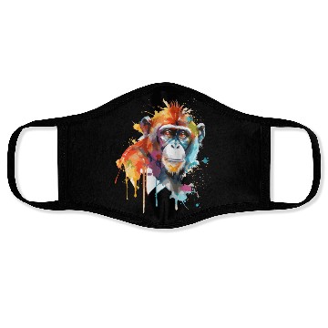 Discover Watercolor Monkey Colorful Wildlife Animal Lover Face Masks