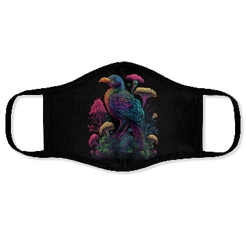 Discover trippy patterns psychedelic Mushroom phoenix bird Face Masks
