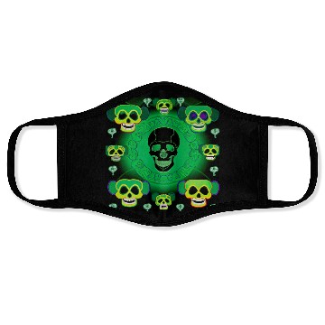 Discover Psychedelic Green St Patrick’s Day Skulls Face Masks