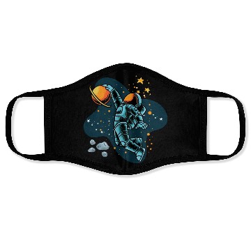 Discover Blue and Orange illustrated Astronaut Galaxy Face Masks