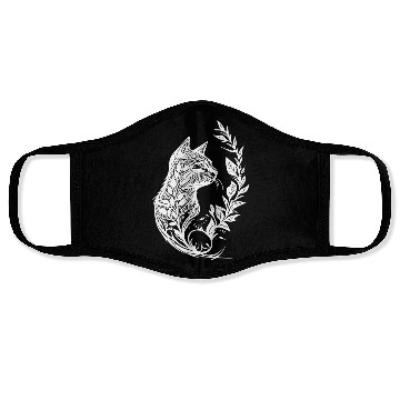 Discover Cute Little Cat In Nature Tattoo Style Face Masks