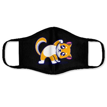 Discover Cute dog cartoon icon illustration gift Face Masks